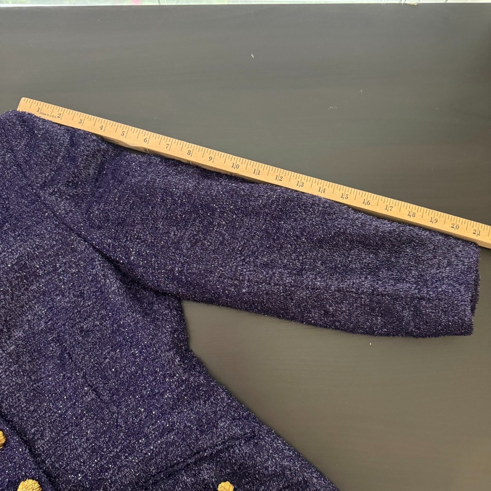 Escada Couture Tweed Blazer Women's 38 (6) Purple Sparkly Wool‎ Jacket Vintage - Picture 13 of 13